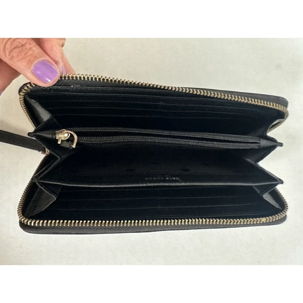 Kate Spade New York Grove Street Neda Wallet Leather Black Full Zip Closure